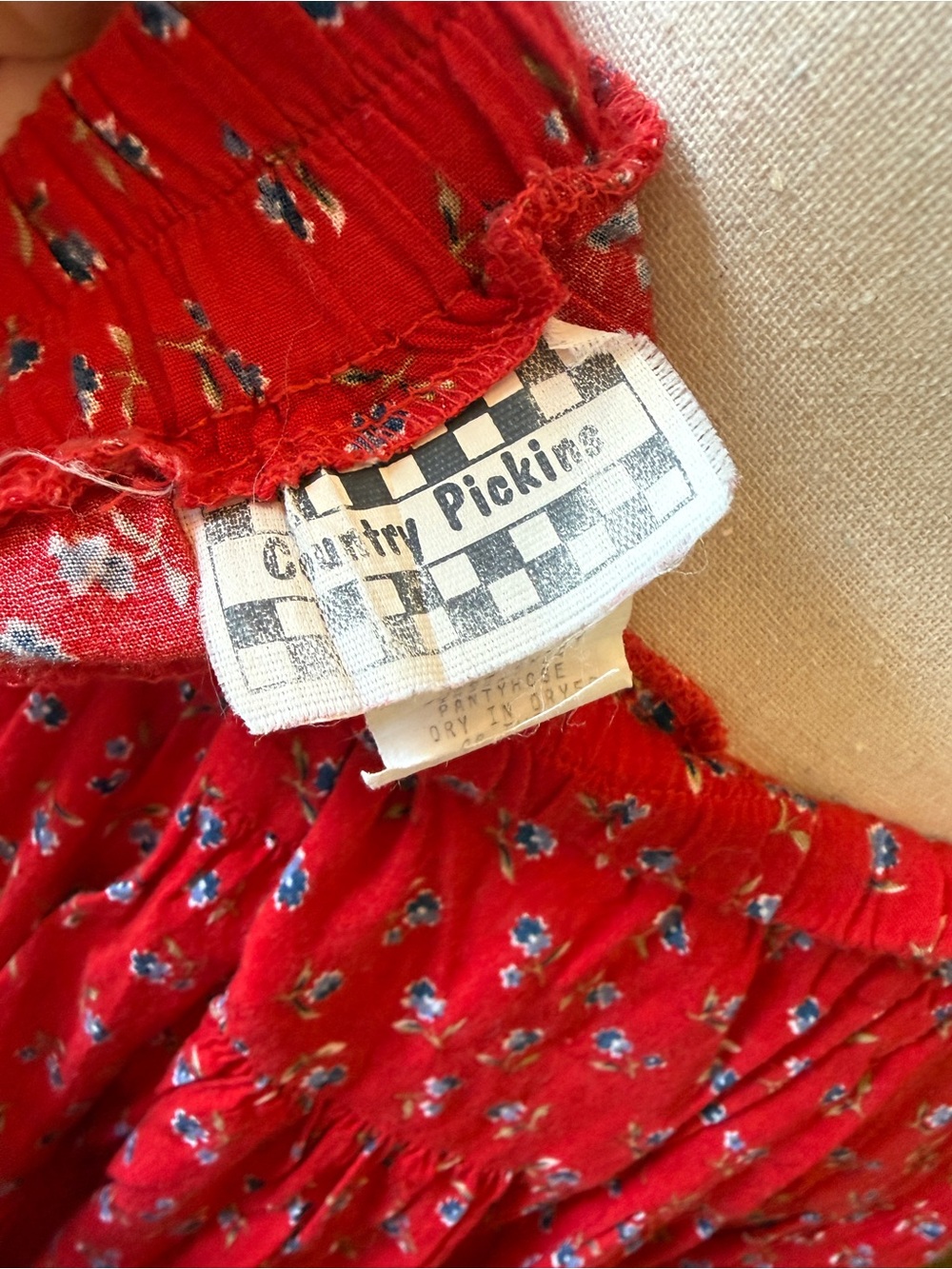 Vintage Red Floral Elastic-Waist Maxi Skirt - Picture 4 of 9